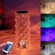 Křišťálová stolní RGB LED lampa s 3D efektem růže - velká