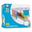 Bigjigs Rail Triple Depo s poškodeným boxom brán