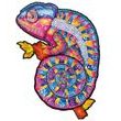 Drevené farebné hádanky - hypnotický chameleón