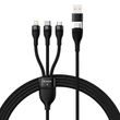 Kabel USB 3v1 Baseus Flash Series 2, USB-C + micro USB + Lightning, 100 W, 1,2 m (černý)