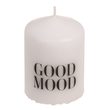 Sloupová svíčka s nápisem: good mood (dobrá nálada)