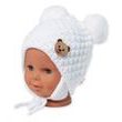 Zimní pletená čepice Teddy Bear na zavazování, bílá, smetanová, 68/80, (6-12m),Baby Nellys