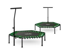 Fitness trampolína s rukojetí 127 cm - šestihranná zelená