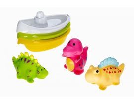 Lodičky 3ks + dinosaurus 3ks do vody stříkací plast mix druhů v sáčku 17x24cm 0m+