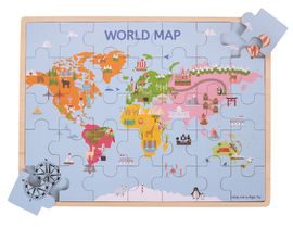 Bigjigs Toys Dřevěná puzzle mapa světa