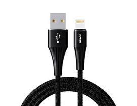 Kabel USB na Lightning Vipfan A01, 3A, 1,2 m, opletený (černý).