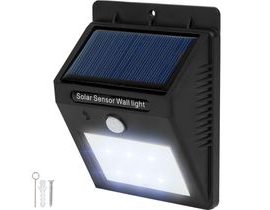 tectake 401513 venkovní nástěnné svítidlo led integrovaný solární panel a detektor pohybu - černá černá ABS umělá hmota