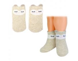 Dívčí bavlněné ponožky Smajlík 3D - capuccino, vel. 80/86
