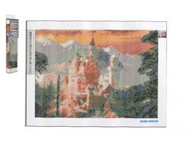 Diamantový obrázek Neuschwanstein v zimě 40x30cm s doplňky v blistru 7x33x3cm