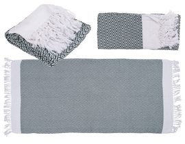 Zeleno-bílý ručník Premium Fouta (do sauny a na pláž)