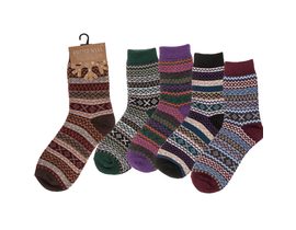 Zimní ponožky, Unisex, Pruhované, Velikost 38 - 44, 5 druhů barev, 70% polyester, 20% akryl, 5% vlna, 3% polyamid, 2% elastan, pár na hlavičkové kartě, v polybagu