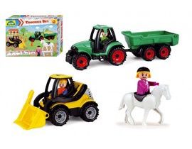 Truckies set farma plast traktor s přívěsem, nakladač s doplňky v krabici 38x28x10cm 24m+