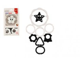 Rattle Star/Flower + Rings Black and White Plastic v krabici 12,5x23x3cm 0m +