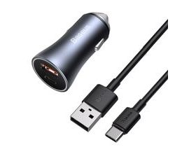 Baseus Golden Contactor Pro nabíječka do auta, USB USB-C, QC4.0, PD, SCP, 40W (šedá)
