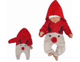 Z&amp;Z Dětský pletený Vánoční overálek s kapucí a knoflíčky Baby Sob, červený