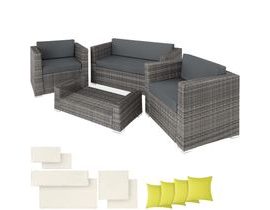 Tectake 403841 Záhradný Rattan Furniture Mníchov s hliníkovým rámom vrátane. povlaky v 2 farbách