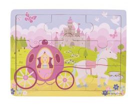 Bigjigs Toys Drevené puzzle princezná s kočiarom