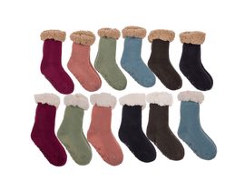 Dětské ponožky pro pohodlí, univerzální barva, velikost 22-34, 83 g, 100% Polyakryl, 6 různých barev (6x bílá podšívka, 6x hnědá podšívka), s hlavičkovou kartou, v polybagu.