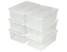 Tectake 401685 Skladovacie boxy plastová skrinka Set 6 Práci - priehľadný priehľadný plast