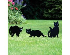 Figurína mačiek vodotesného čierneho kovu s lesklými očami
