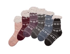 Pohodlné dámské ponožky, ledový květ a tečky, univerzální velikost, 140 g, 100% Polyakryl, 6 barevných variant s hlavičkovou kartou.
