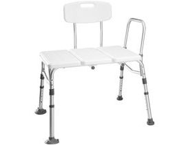 Tectake 402512 Sprchová stolička s odpočinkom a rukoväte - biely hliník
