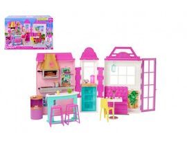 Barbie restaurace s doplňky plast v krabici 46x32x14cm