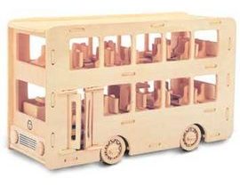 Woodcraft Drevené 3D puzzle autobus double Decker