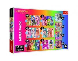 Puzzle 10v1 Kolekce módních panenek/Rainbow high v krabici 40x27x6cm