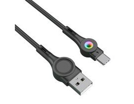 Kabel Foneng X59 USB na USB-C, LED, 3A, 1 m (černý)