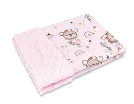 Oboustranná deka, Bavlna/Minky 100 x 75 cm, Little Balerina - růžová