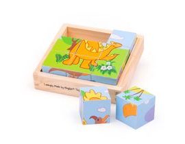 Bigjigs Toys Obrázkové kocky kubusy Dinosaury 9 kociek