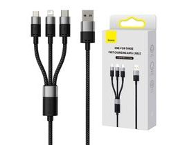 Kabel USB 3v1 Baseus řady StarSpeed, USB-C + Micro + Lightning 3,5A, 1,2 m (černý)