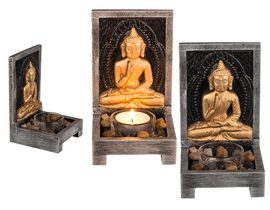 Dřevěný svícen na čajovou svíčku, Buddha 