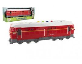 Lokomotíva / Vlak červená plast 34cm na batérie so zvukom so svetlom v krabičke 41x16x12cm Cena za 1ks