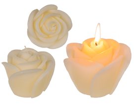 Krémová sviečka, ruže, asi 11 x 9 cm