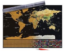 Velká stírací mapa světa - černá