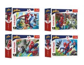 Minipuzzle 54 dielikov Spidermanov čas 4 druhy v krabičke 9x6,5x4cm 40ks v boxe Cena za 1ks