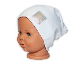 Baby Nellys Hand Made Dětská funkční čepice s dvojitým lemem - bílá