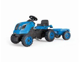 Šlapací trakor Farmer XL modrý s vozíkem