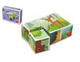 Kocky Kubus Forest Animals Wood 6ks v krabici 12,5 x 8,5 x 4 cm
