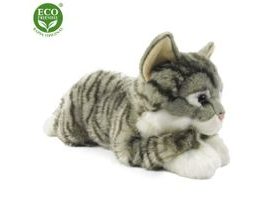 Plyšová mourovatá kočka šedá 42 cm ECO-FRIENDLY