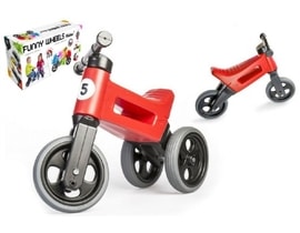 Odrážedlo červené FUNNY WHEELS 2v1 výška sedadla nastavitelná 28/31cm nosnost 50kg 18m+ v krabici