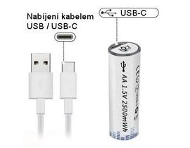 USB baterie nabíjecí 1.5V AA 2500mWh