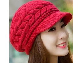 Pletený baret - červený