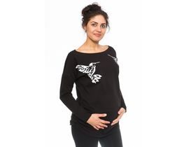 Be MaaMaa Těhotenské triko, mikina Kolibri - černé, vel. XL