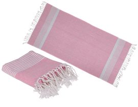 Bílo/růžový ručník Fouta