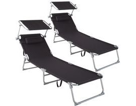 Tectake 403414 2 Beach Sun Loungers 4 Poloha s vankúšom