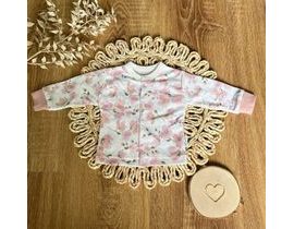 Novorozenecká bavlněná košilka, kabátek, Mamatti, Květy višní - smetanovo/pudrová, vel. 62