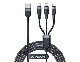 Víceúčelový kabel USB Joyroom S-1T3018A18 3w1 / 3,5A / 2m (černý)